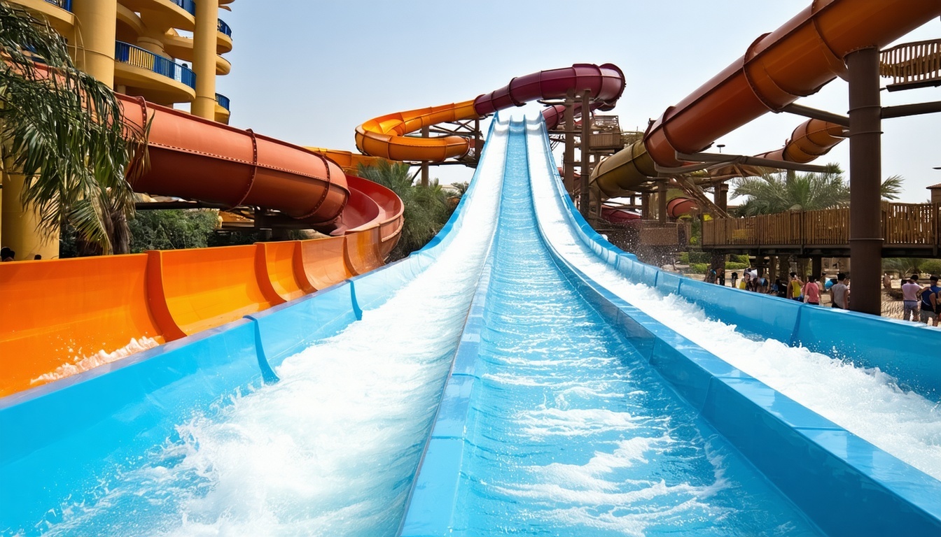 Thrilling water slides at Aquaventure World Dubai